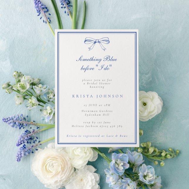 Something Blue Vintage Bow Bridal Shower Invitation (Creator Uploaded)