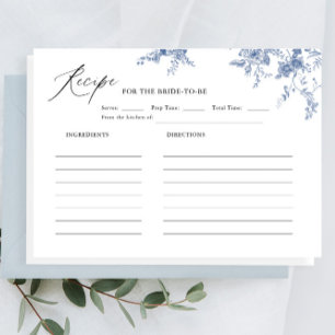 Something Blue Vintage Floral Bridal Shower Recipe Enclosure Card