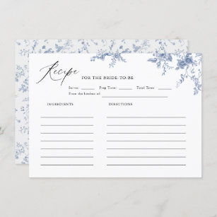 Something Blue Vintage Floral Bridal Shower Recipe Enclosure Card