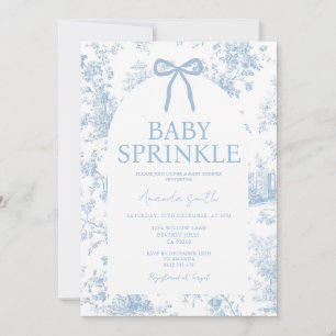Something Blue Vintage Floral Toile Baby Sprinkle Invitation