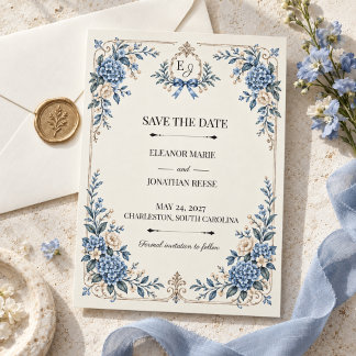 Something Blue Vintage Heirloom Save the Date
