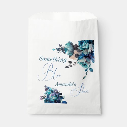 Something Blue Watercolor Bouquet Bridal Shower Favor Bag