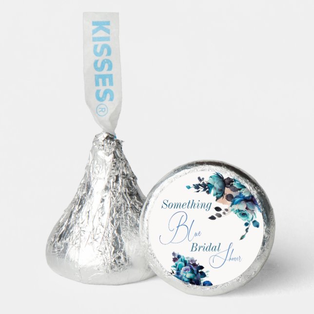 Something Blue Watercolor Bouquet Bridal Shower Hershey®'s Kisses® (Front)
