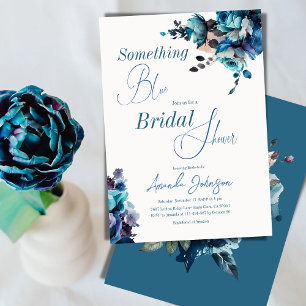 Something Blue Watercolor Bouquet Bridal Shower Invitation
