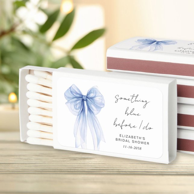 Something Blue Watercolor Bow Bridal Shower Matchboxes (Something Blue Watercolor Bow Bridal Shower Matchboxes)