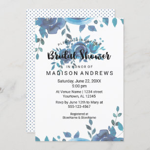 Something Blue Watercolor Bridal Shower Invitation