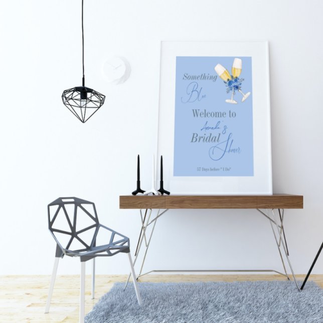 Something Blue Watercolor Floral Bridal Shower Banner (Creator Uploaded)