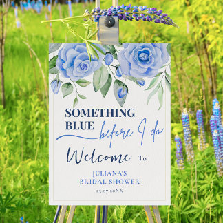 Something Blue Watercolor Floral Bridal Shower Foam Board