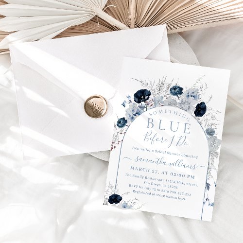Something Blue Watercolor Floral Bridal Shower Invitation