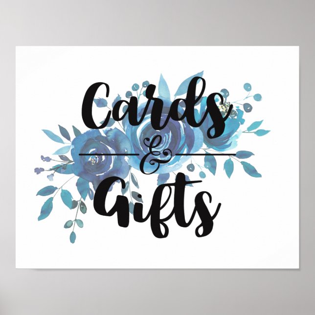 Something Blue Watercolor Wedding Cards & Gifts Poster (Front)
