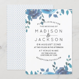 Something Blue Watercolor Wedding Invitations