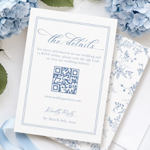 Something Blue Wedding Details Qr Code Enclosure Card