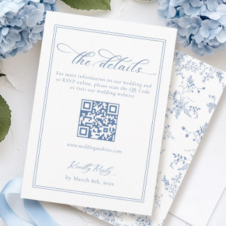 Something Blue Wedding Details Qr Code Enclosure Card