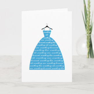 something blue, wedding dress, bridal gown card