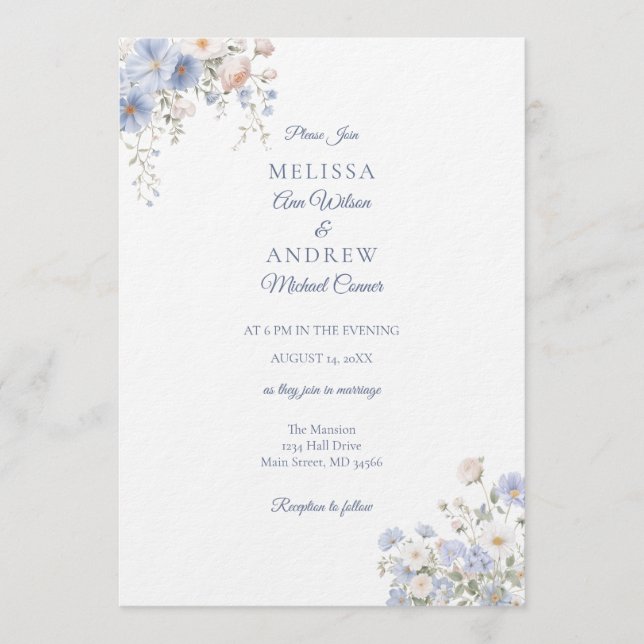 Something Blue Wedding Invitation Suite (Front)