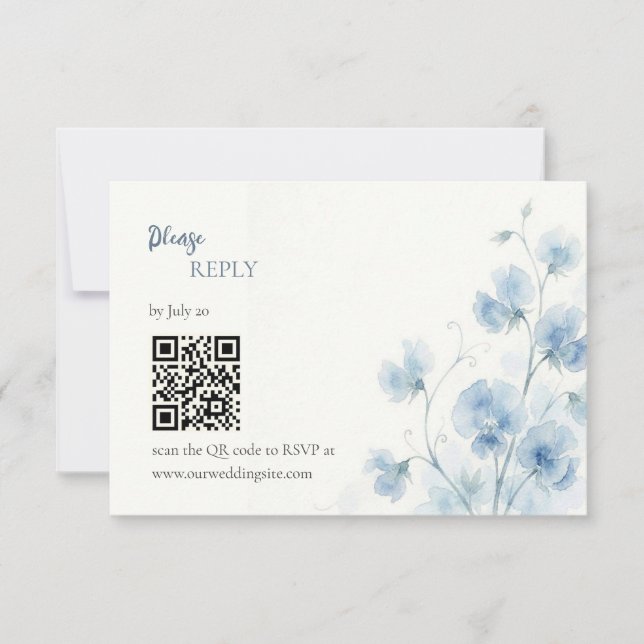 Something Blue Wedding RSVP Card (Front)