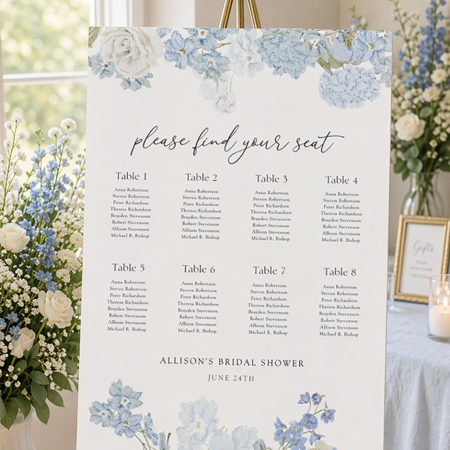 Something Blue Wedding Shower Seating Chart Foam Board (Creator Uploaded)