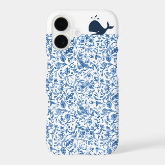Something Blue Whale Vintage Floral Pattern Doodle iPhone 17 Case