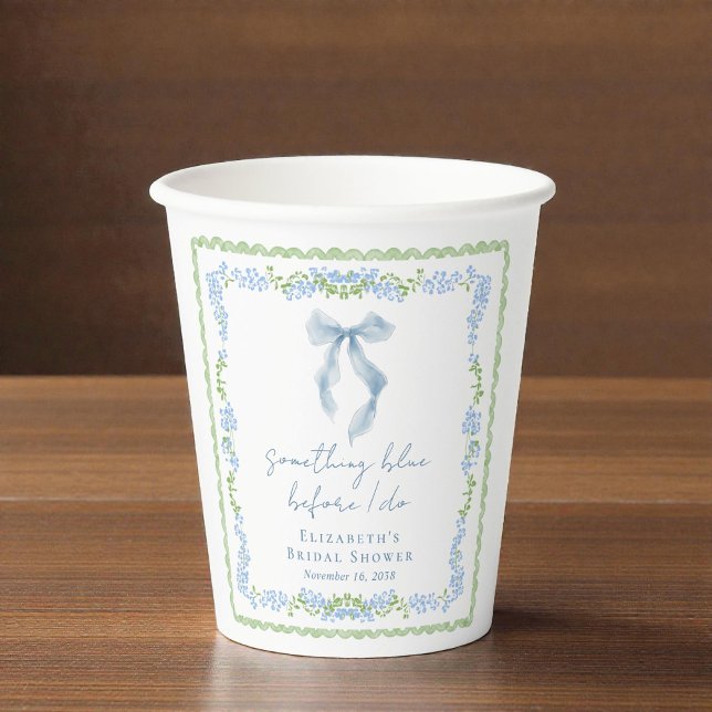 Something Blue Whimsical Bow Bridal Shower Paper Cups (Something Blue Whimsical Bow Bridal Shower Paper Cups)