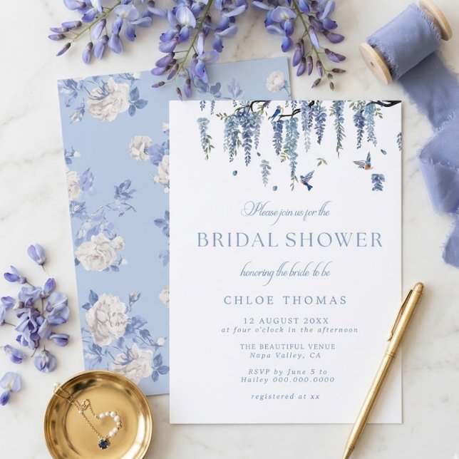 Something Blue Wildflower Bouquet Bridal Shower  Invitation (Creator Uploaded)