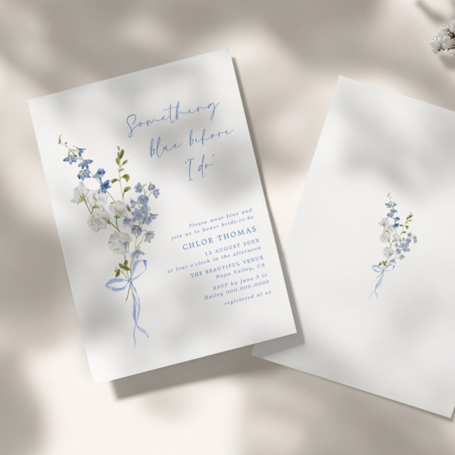 Something Blue Wildflower Bouquet Bridal Shower Invitation (Creator Uploaded)