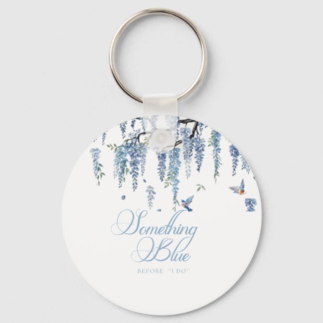 Something Blue Wildflower Bouquet Bridal Shower  Keychain (Front)