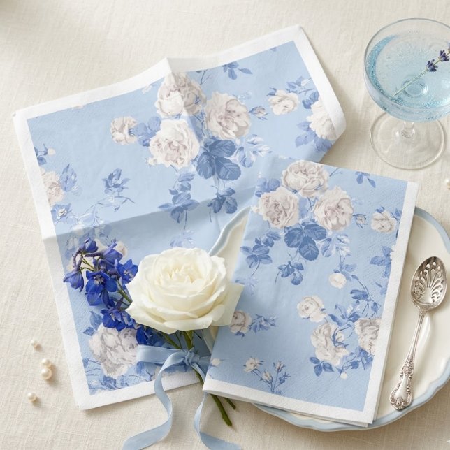 Something Blue Wildflower Bouquet Bridal Shower  Napkins (Creator Uploaded)