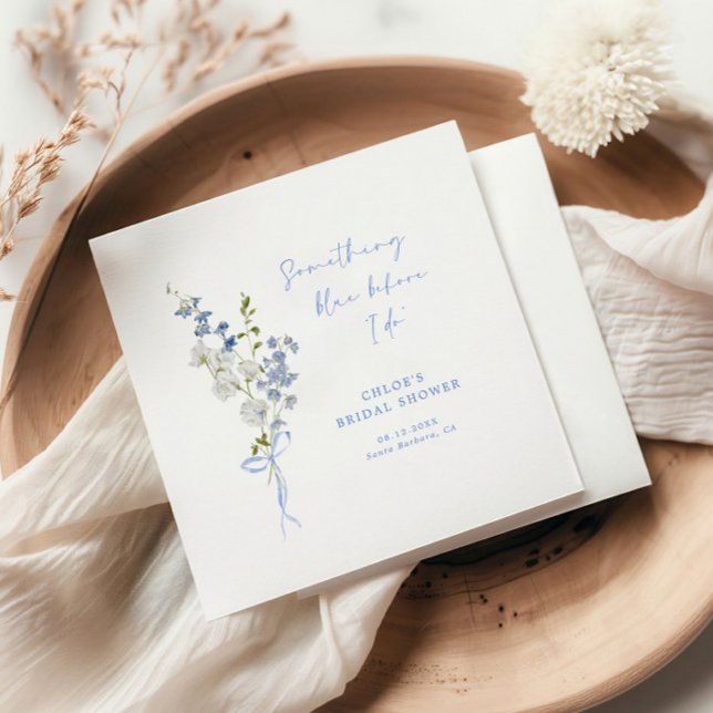 Something Blue Wildflower Bouquet Bridal Shower Napkins (Creator Uploaded)
