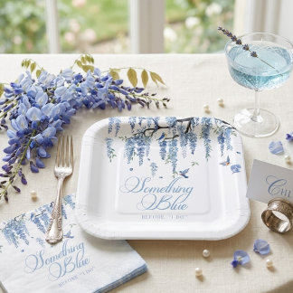 Something Blue Wildflower Bouquet Bridal Shower  Paper Plates