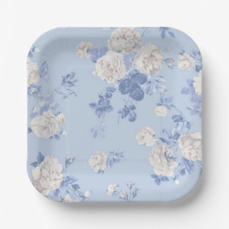 Something Blue Wildflower Bouquet Bridal Shower  Paper Plates