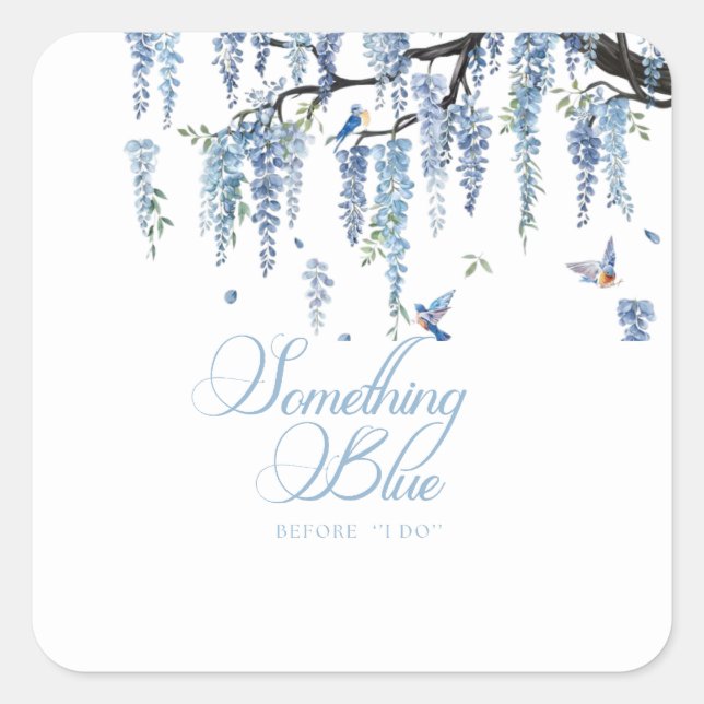 Something Blue Wildflower Bouquet Bridal Shower  Square Sticker (Front)
