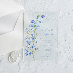Something Blue Wildflower Bridal Shower Acrylic Invitations