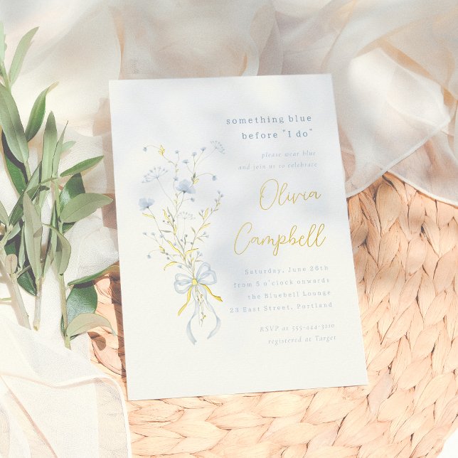 Something Blue Wildflower Bridal Shower Foil Invitation (Creator Uploaded)