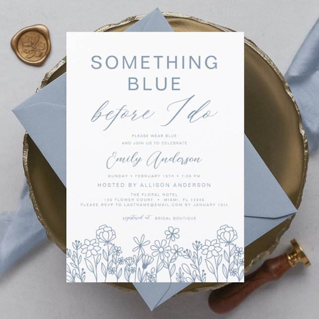 Something Blue Wildflower Bridal Shower Invitation (Creator Uploaded)