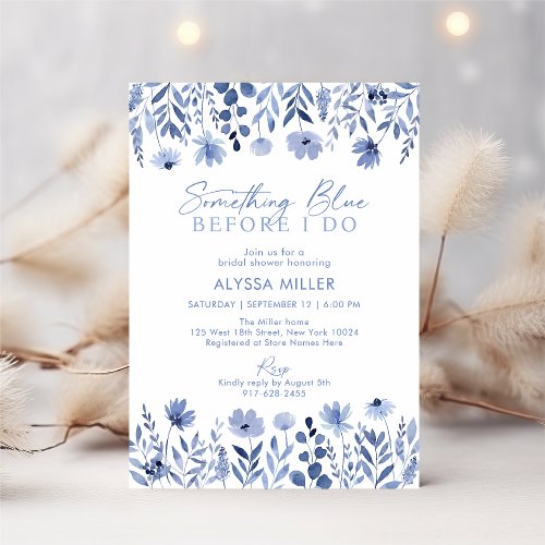 Something Blue Wildflower Bridal Shower Invitation