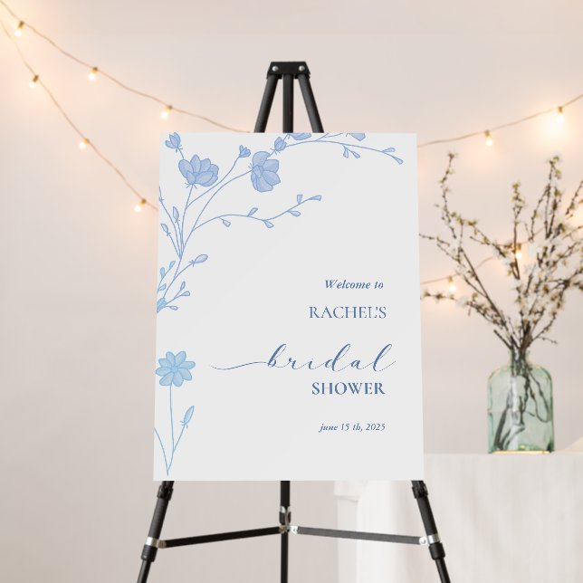 Something Blue Wildflower Bridal Shower Invitation Foam Board (In Situ (Stand))