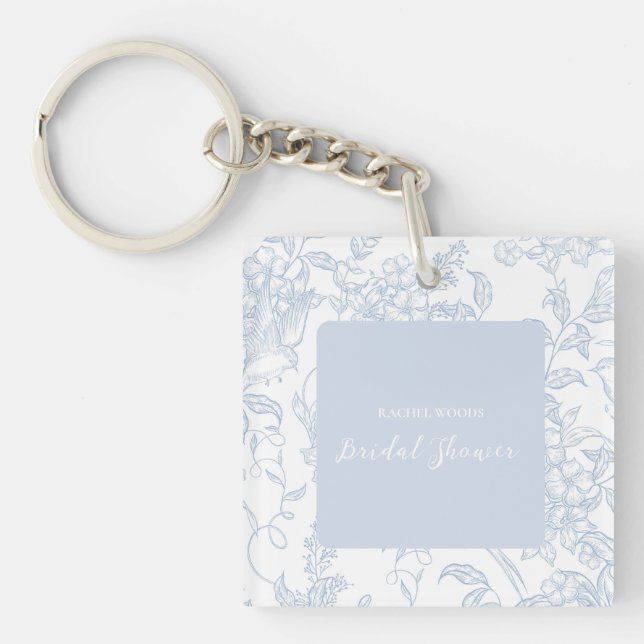 Something Blue Wildflower Bridal Shower Invitation Keychain (Front)