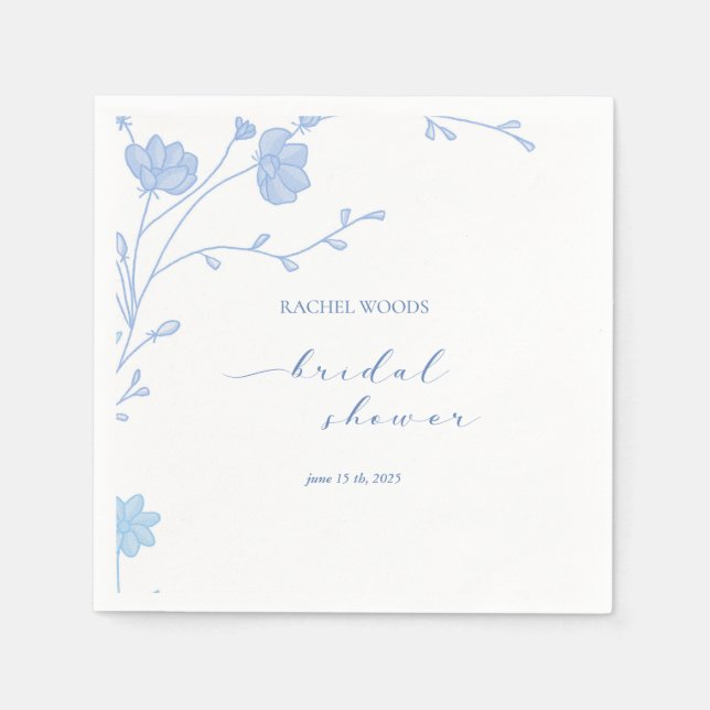 Something Blue Wildflower Bridal Shower Invitation Napkins (Front)