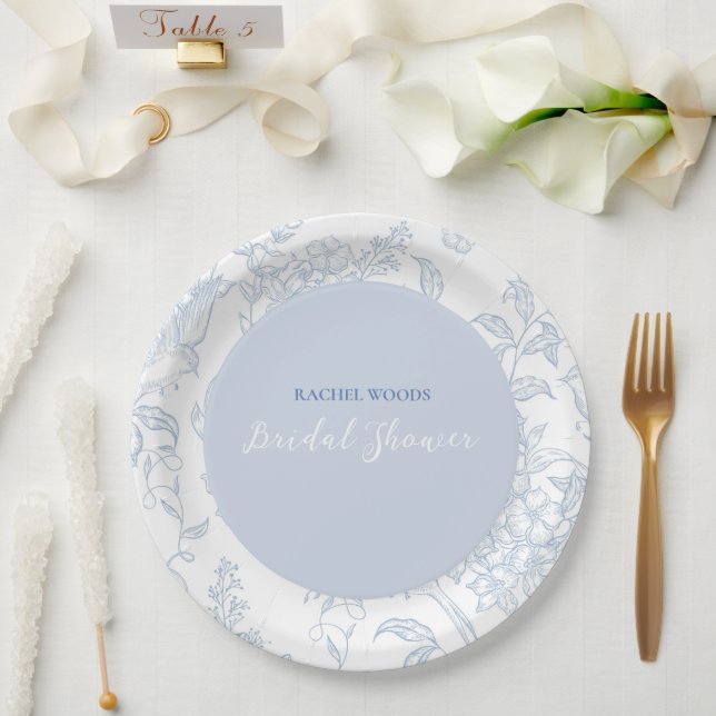 Something Blue Wildflower Bridal Shower Invitation Paper Plates (Wedding)