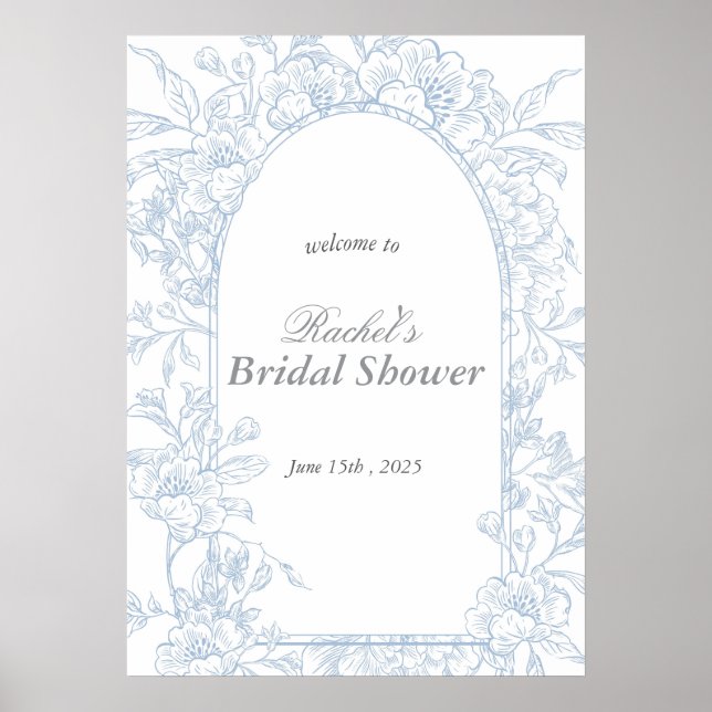 Something Blue Wildflower Bridal Shower Invitation Poster (Front)