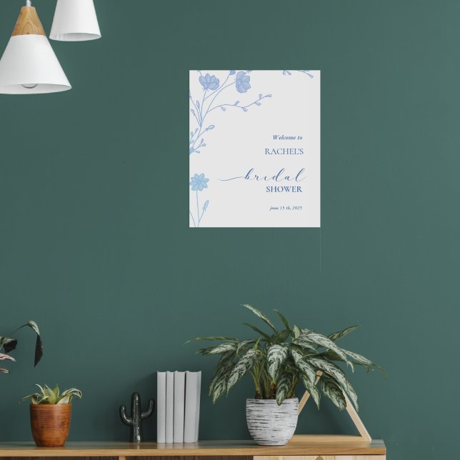 Something Blue Wildflower Bridal Shower Invitation Poster (Living Room 1)