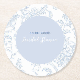 Something Blue Wildflower Bridal Shower Invitation Round Paper Coaster