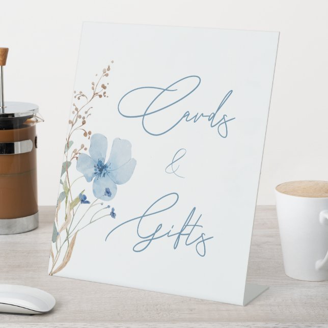 Something Blue Wildflower Bridal Shower Pedestal Sign (In SItu)