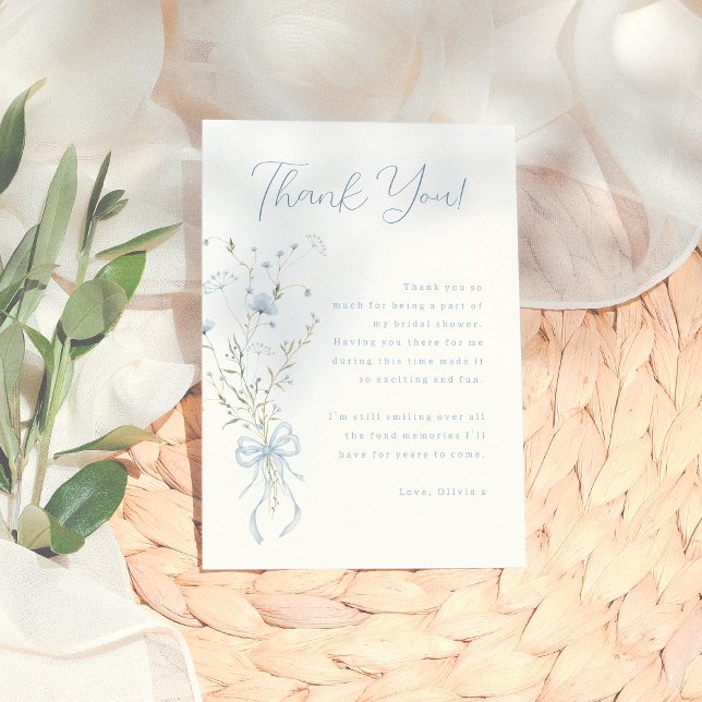 Something Blue Wildflower Bridal Shower Thank You Card (Creator Uploaded)
