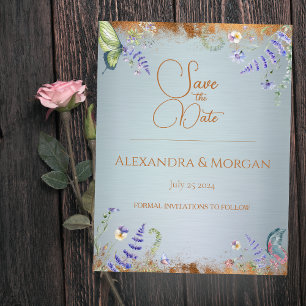 Something Blue Wildflower Save The Date Postcard