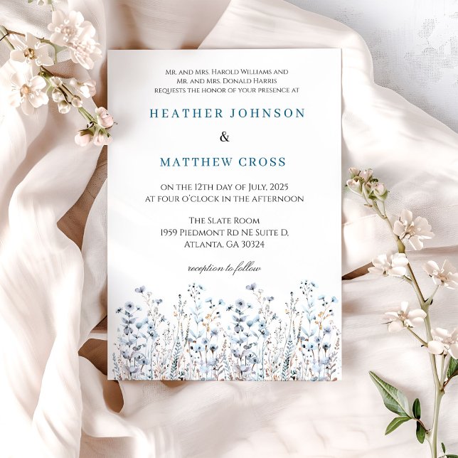 Something Blue Wildflower Wedding Invitation (Creator Uploaded)