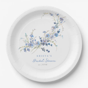 Something Blue Wildflowers Bridal Shower Paper Plates