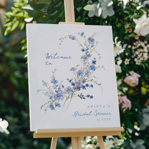Something Blue Wildflowers Bridal Shower Welcome Foam Board