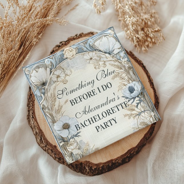 Something Blue Winter Floral Bachelorette Napkins (Creator Uploaded)