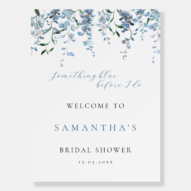 Something Blue Wisteria Bridal Shower Welcome Sign (Front)